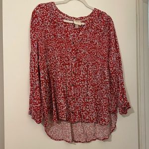 Knox Rose Blouse red floral size XXL